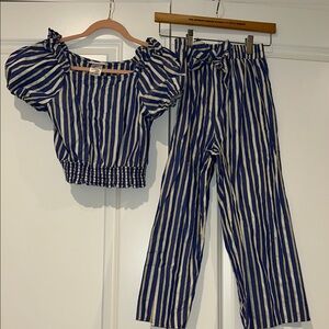 Striped Blue and White Women's Jumpsuit